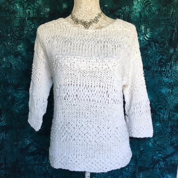 Rondina // NWT White Hand-knit Pullover Sweater Size small wk1 - Picture 1 of 8